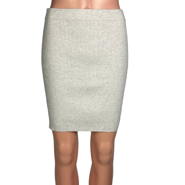 Aritzia Wilfred Women Beige Ribbed Knit Pull On Stretch Mini Pencil Skirt Size M