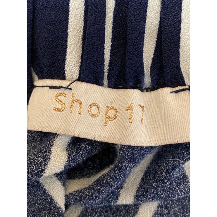 Shop 17 Womens Blue Stripe High Rise Tie Waist Palazzo Wide Leg Trousers Pants M