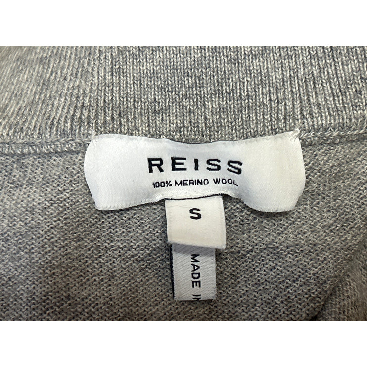 Reiss Men's Gray Merino Wool 1/4 Zip Long Sleeve Pullover Sweater Top Size S