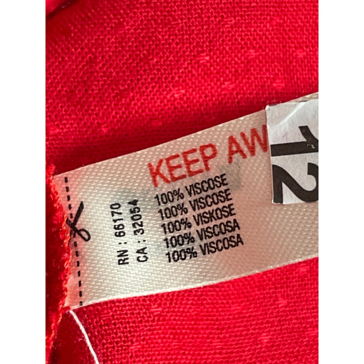 By Anthropologie Red Long Sleeve Wrap Tie Cutout V Neck A Line Maxi Dress Sz XS