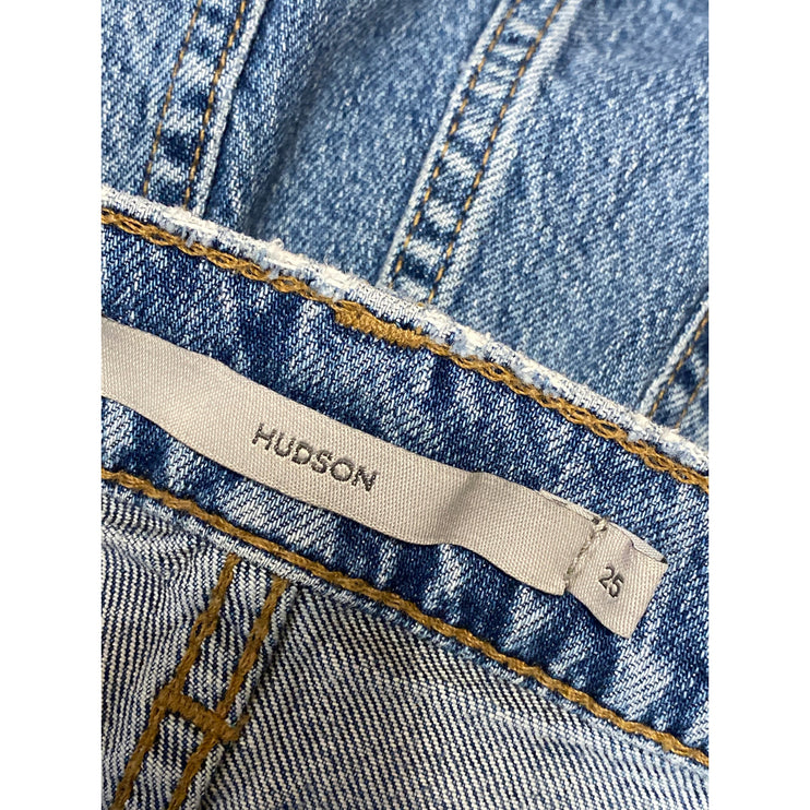 Hudson Women's Blue High Rise Raw Hem Flared Bootcut Denim Jeans Pants Size 25