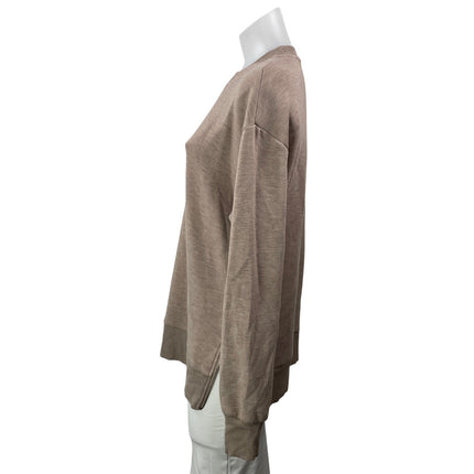 Varley Women's Heather Tan Taupe Long Sleeves Relaxed Pullover Sweater Top Sz S