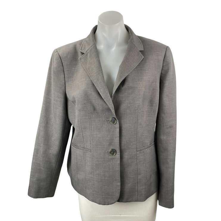 Kasper Women's Gray Long Sleeve Notch Lapel Blazer Coat Suit Jacket Size 16