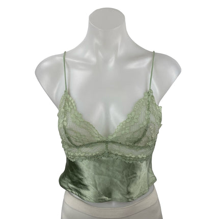 Princess Polly Isolind Women's Green Satin Lace Sheer Sleeveless Cami Tank Top 2