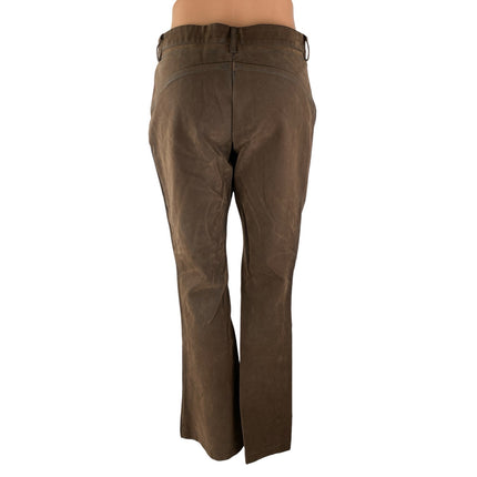 Ecote Women's Brown Faux Suede Lace Up Mid Rise Bootcut Flare Trouser Pants Sz S