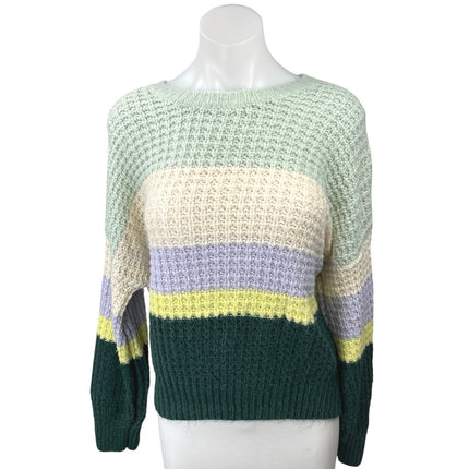 Universal Thread Multicolor Colorblock Crochet Knit Long Sleeve Sweater Top L