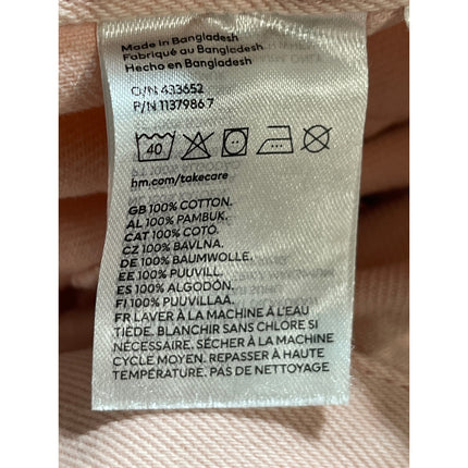 H&M Women's Pink High Waisted Straight Wide Leg Denim Cargo Jeans Pants Size 6