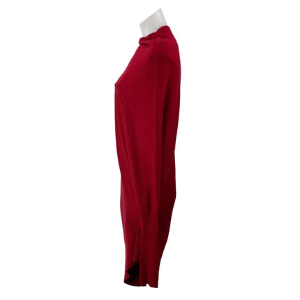 Oak + Fort Women's Red Wool Knit Asymmetric Long Sleeve Tunic Sweater Top Size S
