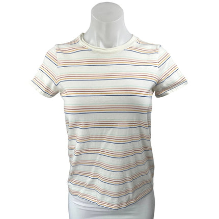 Madewell White Multicolor Striped Knit Short Sleeve Pullover Tee T-Shirt Top XS