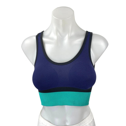 New Balance Blue Color Block Sleeveless Yoga Athletic Sports Bra Crop Top Size M