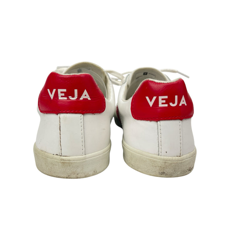 Veja Esplar Women's White Red Leather Lace Up Round Toe Athletic Sneakers Size 9