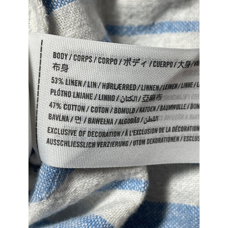 Abercrombie & Fitch Blue Striped Linen Long Sleeve Button Down Shirt Top Size M