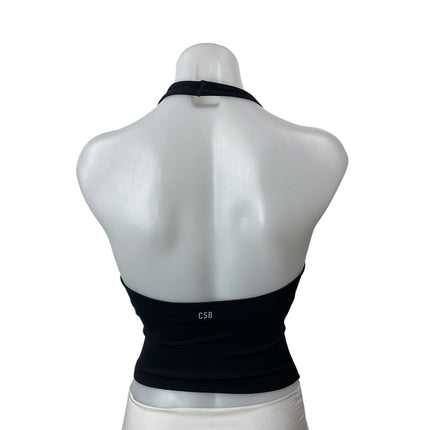 CSB Form Women's Black Sleeveless Crossover Wrap Halter V-Neck Tank Top Size XS