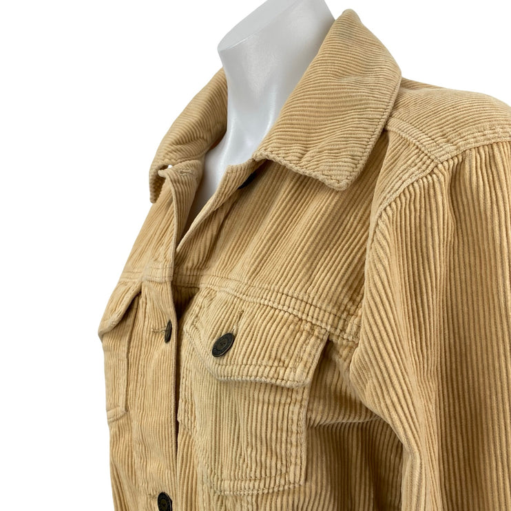 Hollister Women's Tan Corduroy Long Sleeve Button Up Trucker Shirt Jacket Size S