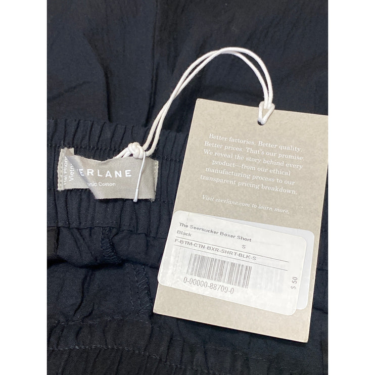 NEW Everlane The Seersucker Women's Black High Waisted Boxer Athletic Shorts S