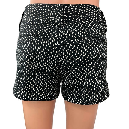 Alice + Olivia Black White Dotted Print Mid Rise Cuffed Stretch Casual Shorts 4