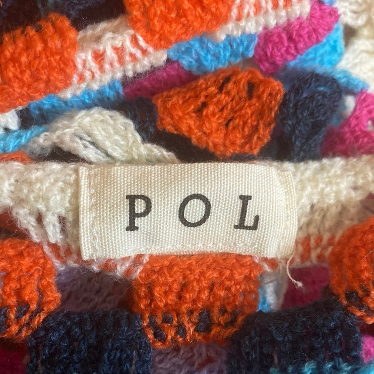 Anthropologie Pol Miss Mosaic Crochet Long Sleeve Open Cardigan Sweater Top OS