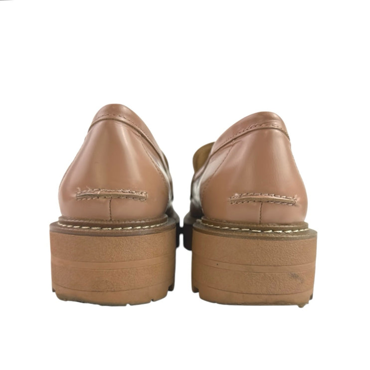 Sam Edelman Laurs Brown Leather Buckle Slip On Chunky Platform Loafers Shoes 8.5