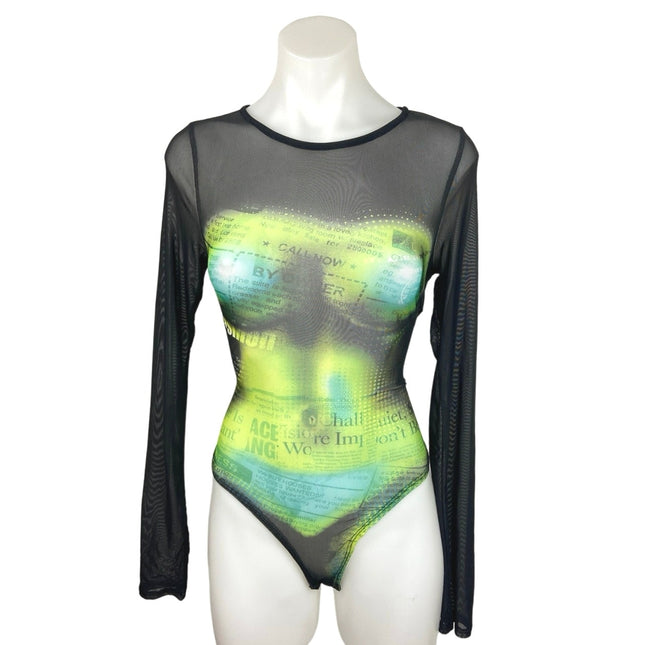 Fashion Nova Black Green Newspaper Print Body Secrets Mesh Bodysuit To Brie Fashion Nova Black Green Newspaper Print Body Secrets Mesh Bodysuit To Brie