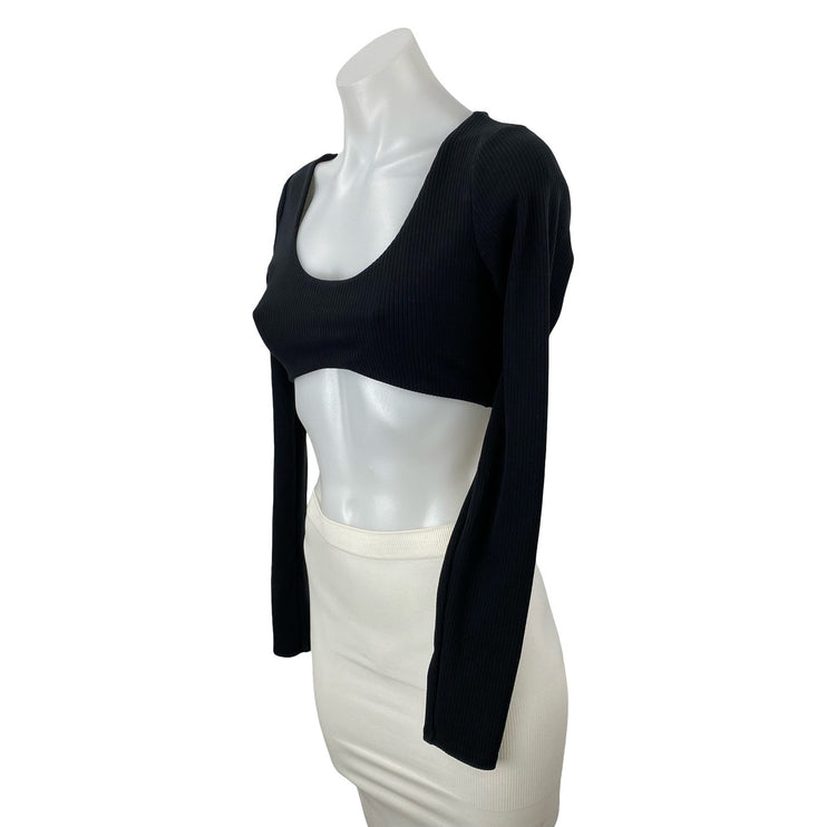 Alo Yoga Ribbed Define Scoop Neck Long Sleeve Crop Athletic Activewear Bra Top S
