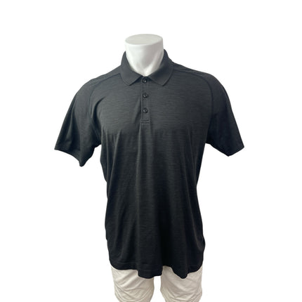 Lululemon Evolution Black Short Sleeve Activewear Athletic Polo Shirt Top Sz XL