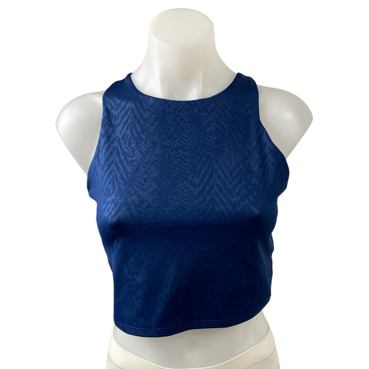 Athleta Blue Herringbone Racerback Sleeveless Sports Bra Crop Tank Top Size M