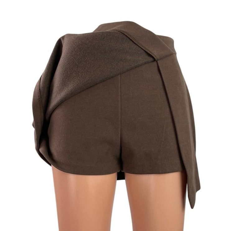 Bongbly Women's Dark Brown High Rise Slit Zip Mini Skirt Skort Shorts Size S