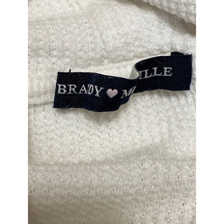 Brandy Melville Womens White Crop Hoodie Hooded Waffle Knit Thermal Sweatshirt S