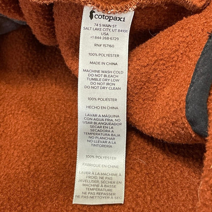 Cotopaxi Teca Fleece Men's Rust Orange Hoodie Hooded 1/2 Zip Sweater Size XL