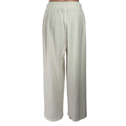 David & Me Womens White Pleated Plisse High Rise Wide Leg Baggy Trousers Pants M