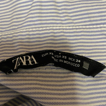 Zara Women's Blue White Striped Long Sleeve Button Down Shirt Blouse Top Size XS