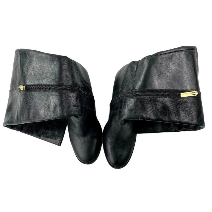 Louise Et Cie Navaria Women's Black Calf Leather Block Heel Knee High Boots Sz 7