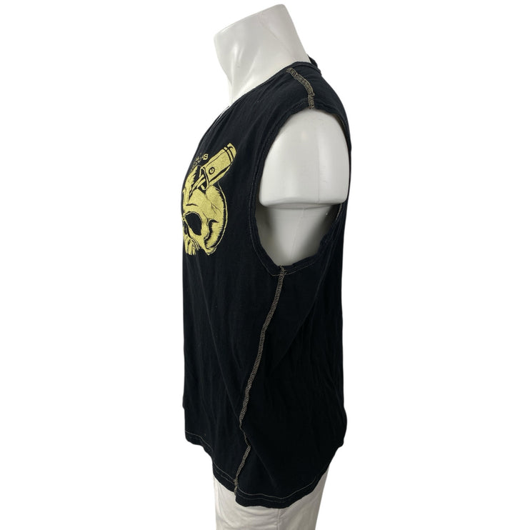 Sick Boy Motorcycles Black Graphic V Neck Sleeveless Muscle Tee Tank Top Size XL