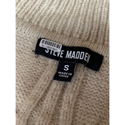 Steve Madden Cay Johnny Beige Collared Long Sleeve Sweatshirt Sweater Top Size S