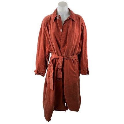 Asos Women's Orange Faux Suede Collared Long Cuff Sleeve Trench Coat Jacket Sz S