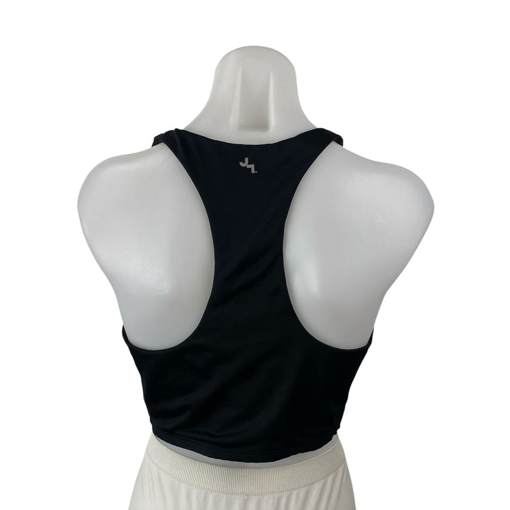 Joy Lab Women's Black Zip Racerback Yoga Running Workout Athletic Crop Top Sz L