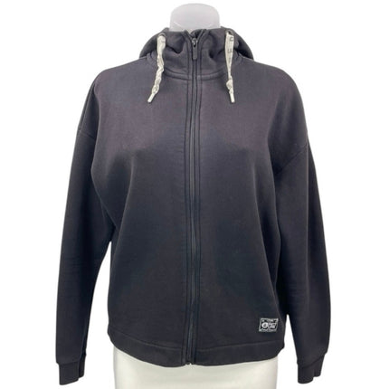 PICTURE Black Long Sleeves Full Zip Drawstring Hoodie Hooded Sweatshirt Jacket M
