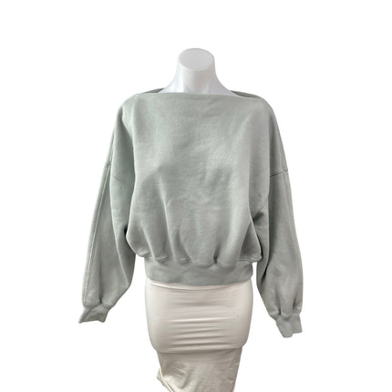 Abercrombie & Fitch Gray Boat Neck Long Sleeve Cropped Sweater Sweatshirt Top M