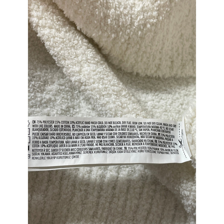 Forever 21 Women's White Ivory Fleece Lace Up Long Sleeve Hoodie Sweater Top S