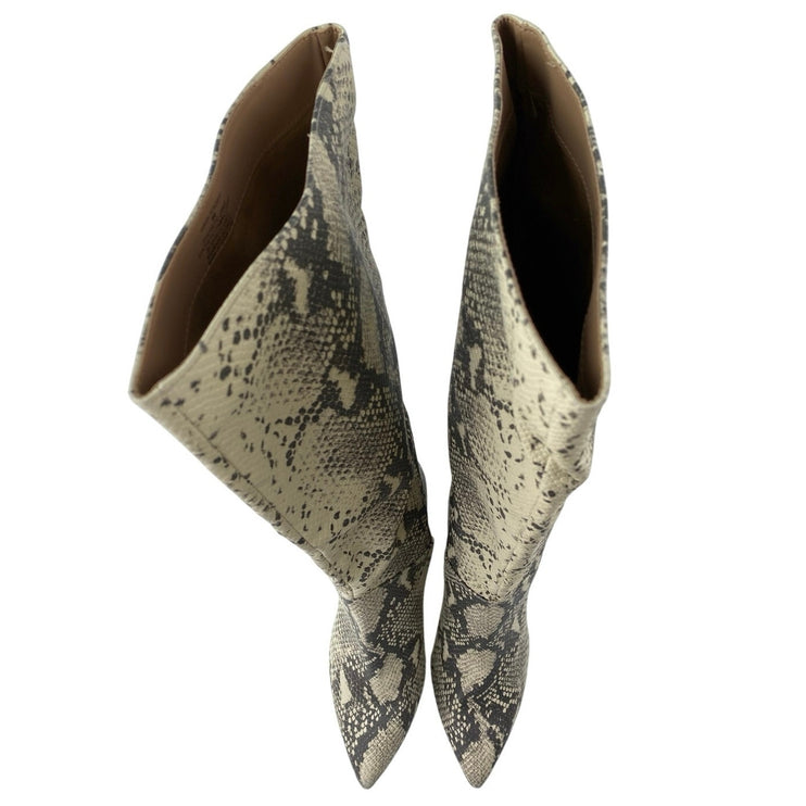 Steve Madden Kinga Multicolor Snakeskin Pointed Toe Stiletto Heels Knee Boots 8