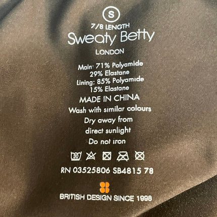 Sweaty Betty Dark Brown High Rise Yoga Workout Athletic Leggings Pants Size S
