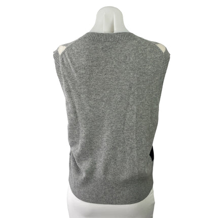 J.Crew Cashmere Gray Black White Checkered V-neck Knit Sweater Vest Tank Top XS