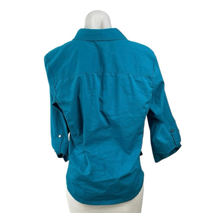 East5th Secretly Slender Womens Collared 3/4 Sleeve Button Up Shirt Blouse Top M