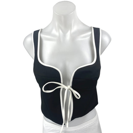 NEW Rumored Black Open Tie Front Sleeveless Cami Camisole Crop Vest Tank Top S