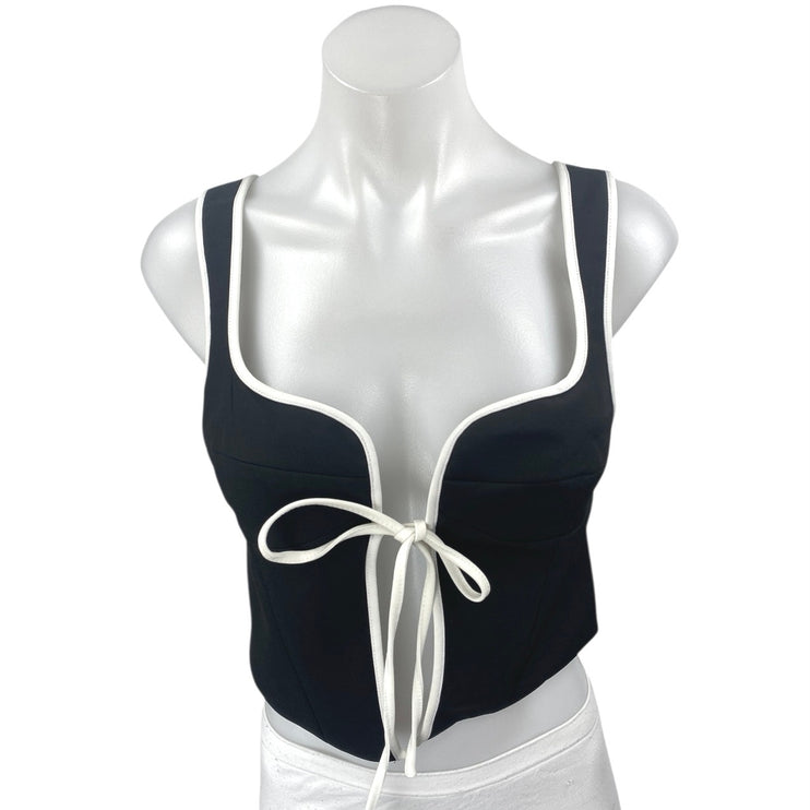NEW Rumored Black Open Tie Front Sleeveless Cami Camisole Crop Vest Tank Top S