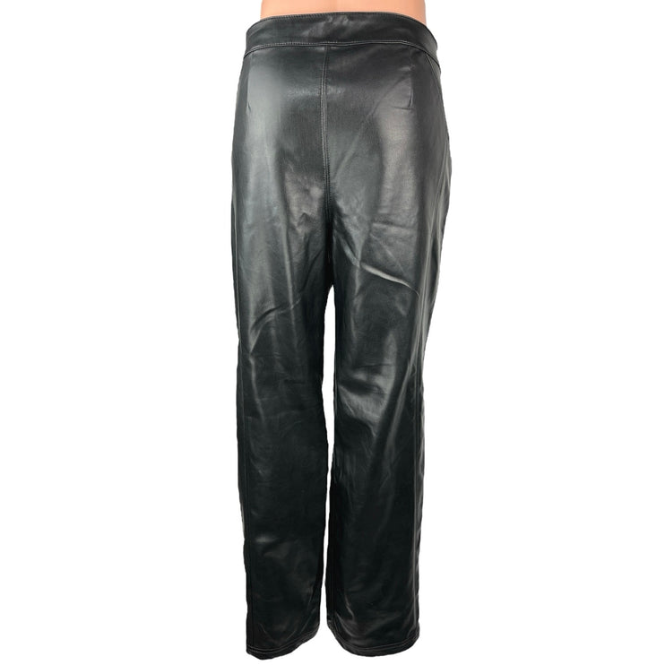 Urban Outfitters Silence + Noise Women's Black Faux Leather Wide Leg Pants Sz 10