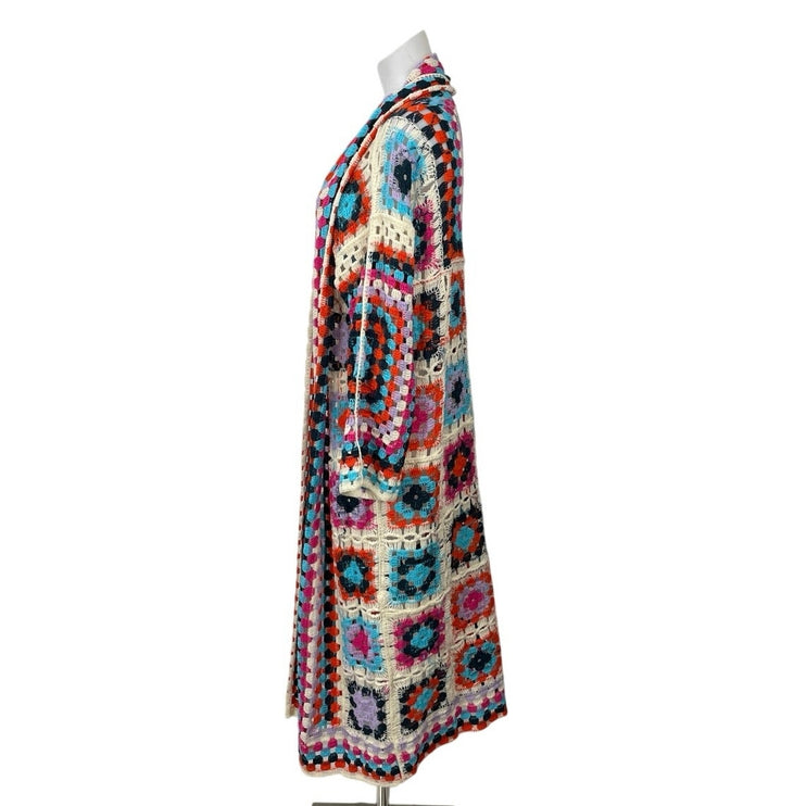 Anthropologie Pol Miss Mosaic Crochet Long Sleeve Open Cardigan Sweater Top OS