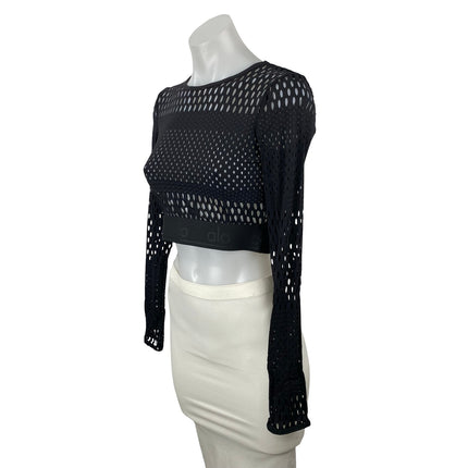 Alo Yoga Haute Women's Mesh Long Sleeve Athletic Activewear Summer Crop Top Sz S