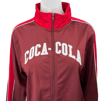 Women's Red Coca Cola Turtleneck Striped Colorblock Zip Up Track Jacket Size XXL