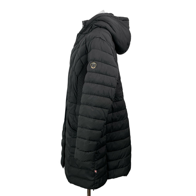 Bernardo Black Long Sleeves Front Zip Quilted Hooded Puffer Coat Jacket Size 1X
